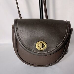 Coach 9826 Brown Leather Mini Belt Bag Brass Turnlock